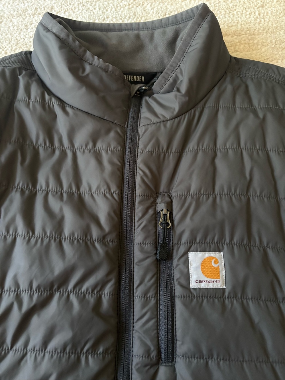Carhartt Rain Defender Men's Quilted & Insulated Lightweight Vest - Gray - Picture 2 of 3